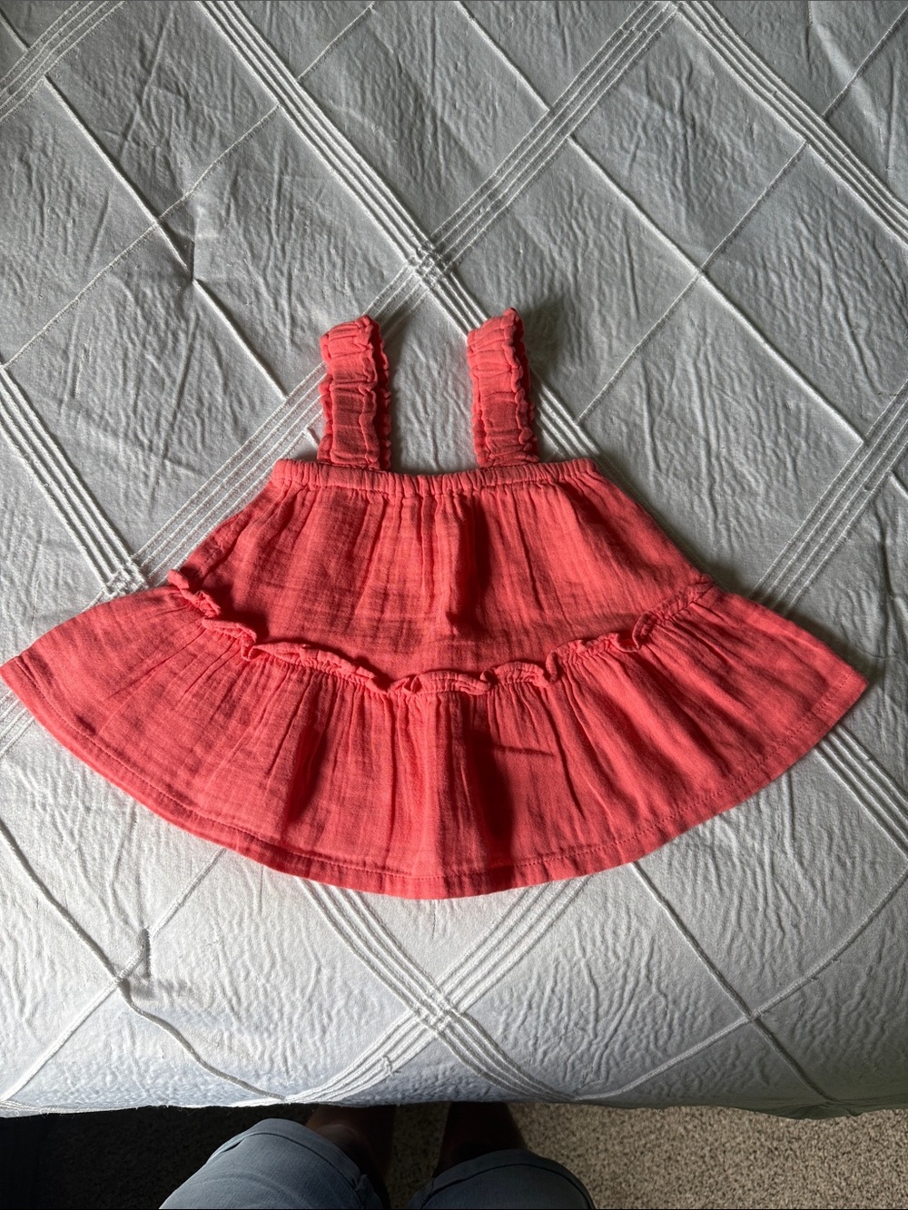 Baby Gap- Coral Ruffle Gauze Tank Top - Girls. Size 2T
